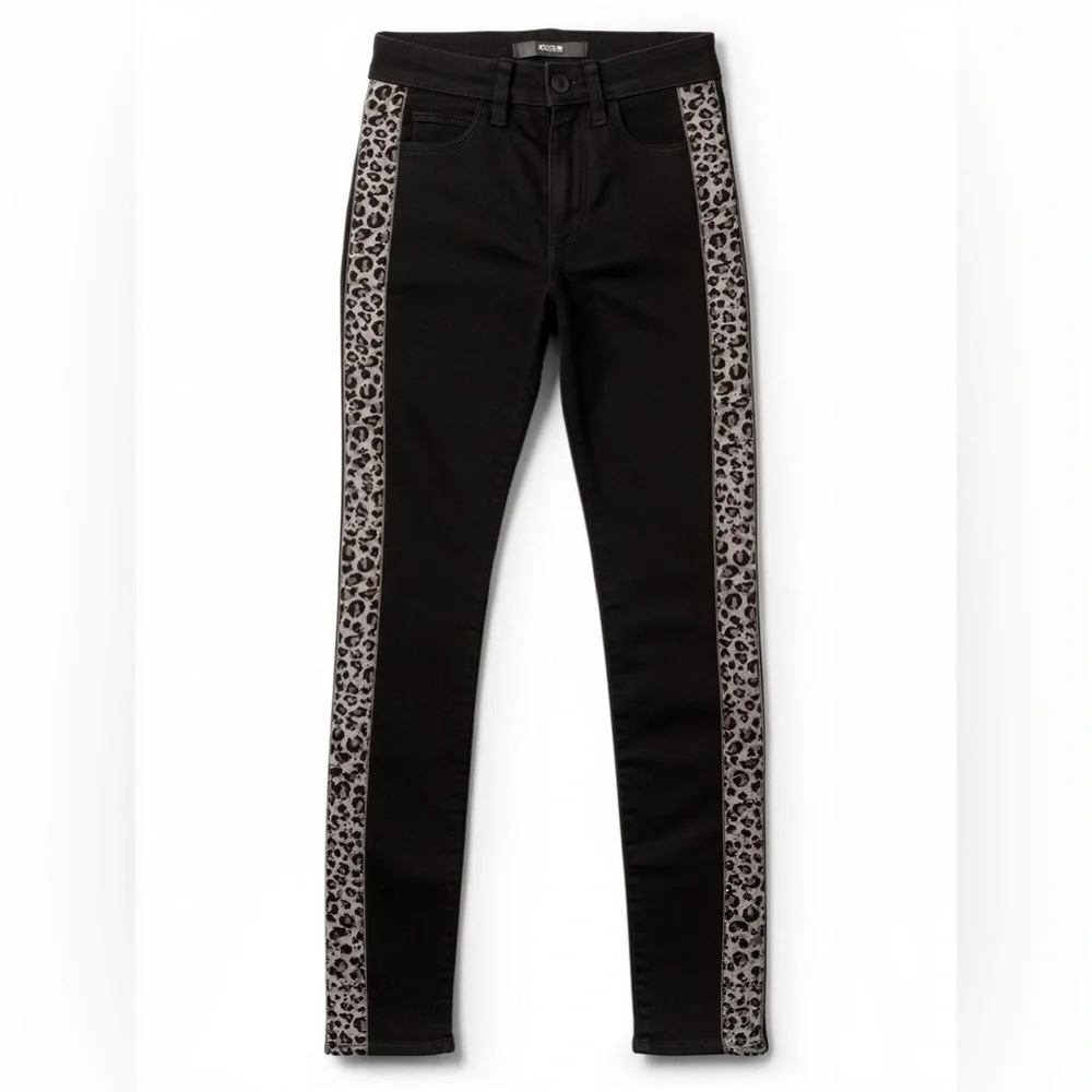 Joe’s Jeans High Rise Skinny Ankle Jeans Leopard Side Stripe Black Size 23 NWT - Picture 1 of 11